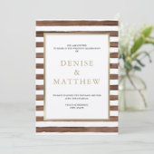 ココ モカ ウォーターカラー ストライプ & ゴールド レタリング 招待状 (スタンド正面)