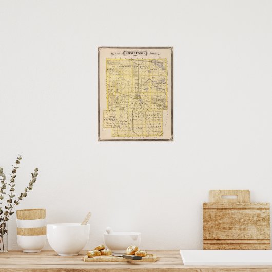 コシウスコ郡の地図 ポスター (キッチン)