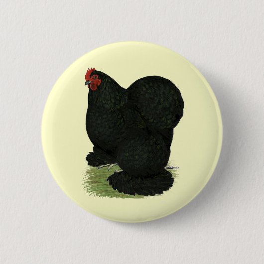 コシャン:  黒い雌鶏 缶バッジ (正面)