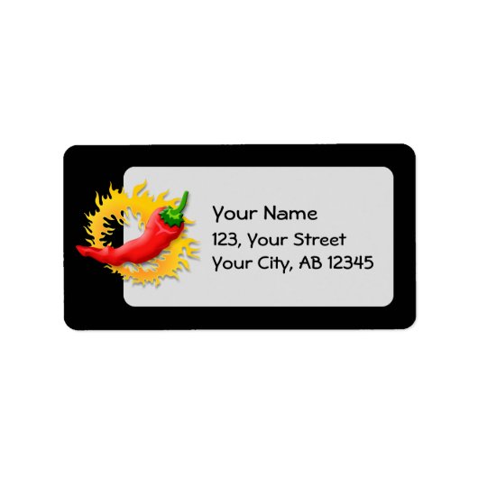 コショウで炎を上げる ラベル (正面)