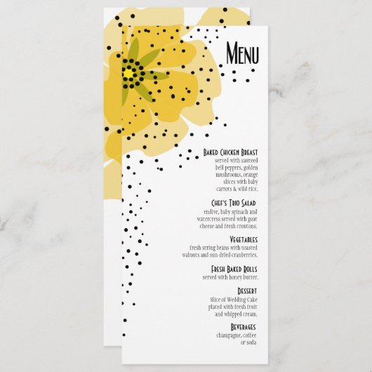 コショウのケシの夕食メニュー黄色 メニュー (正面/裏面)