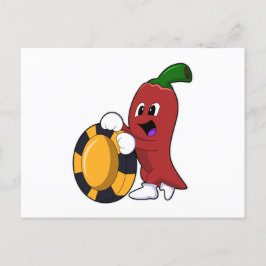 コショウトランプのポーカーとトランプのポーカーチップ ポストカード