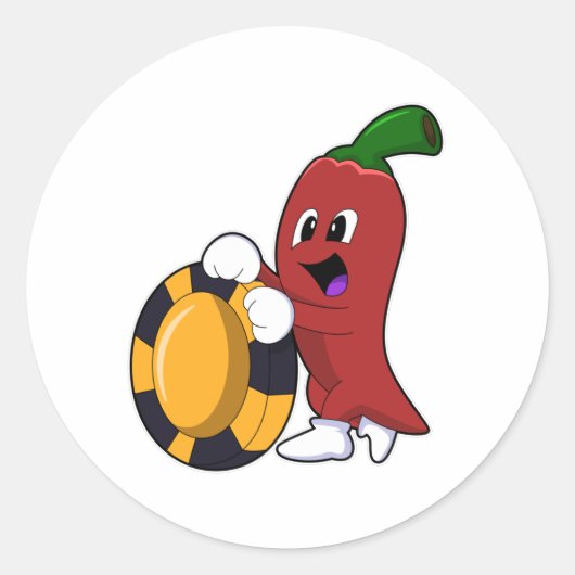 コショウトランプのポーカーとトランプのポーカーチップ ラウンドシール (正面)