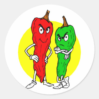 コショウ赤緑w黄色い丸 ラウンドシール