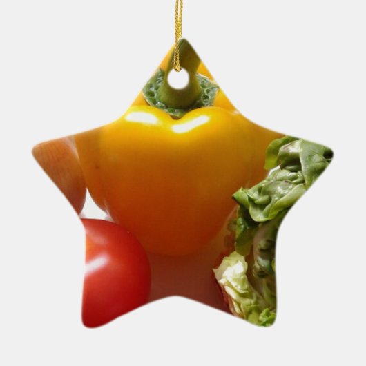 コショウ・トマト野菜レタス健康食品 セラミックオーナメント (正面)