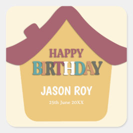 コジカラフルーハウス子供の誕生日パーティー スクエアシール