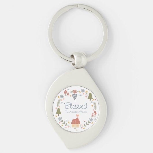 コジパーソナライズされたー賛美カントリーコテージハイゲ キーホルダー (正面)