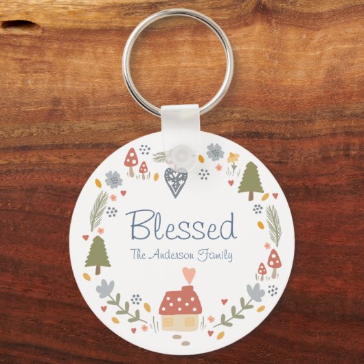 コジパーソナライズされたー賛美カントリーコテージハイゲ キーホルダー (正面)