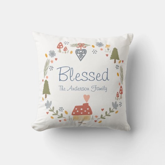 コジパーソナライズされたー賛美カントリーコテージハイゲ クッション (正面)