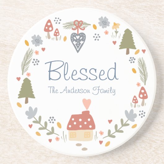 コジパーソナライズされたー賛美カントリーコテージハイゲ コースター (正面)