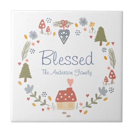 コジパーソナライズされたー賛美カントリーコテージハイゲ タイル (正面)