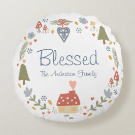 コジパーソナライズされたー賛美カントリーコテージハイゲ ラウンドクッション