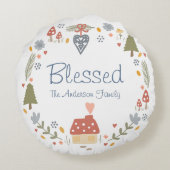 コジパーソナライズされたー賛美カントリーコテージハイゲ ラウンドクッション (裏面)