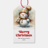 コジーな雪だるまの子供用ギフトタグ パーソナライズドクリスマス ギフトタグ (正面)