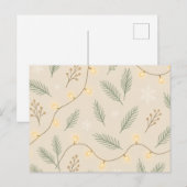 コジー ウィンター グロー - ミニマル ホリデー パターン シーズンポストカード (正面/裏面)