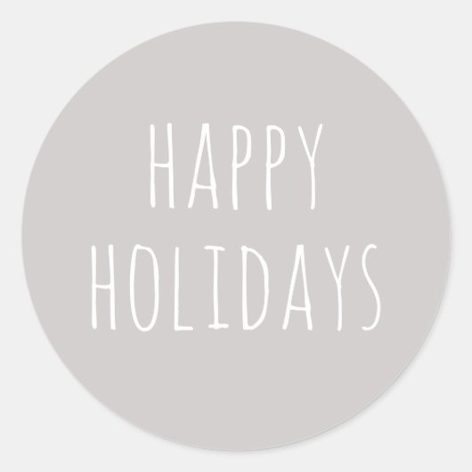 コジー ハッピー ホリデー | あたたかいライトグレイのクリスマス ラウンドシール (正面)