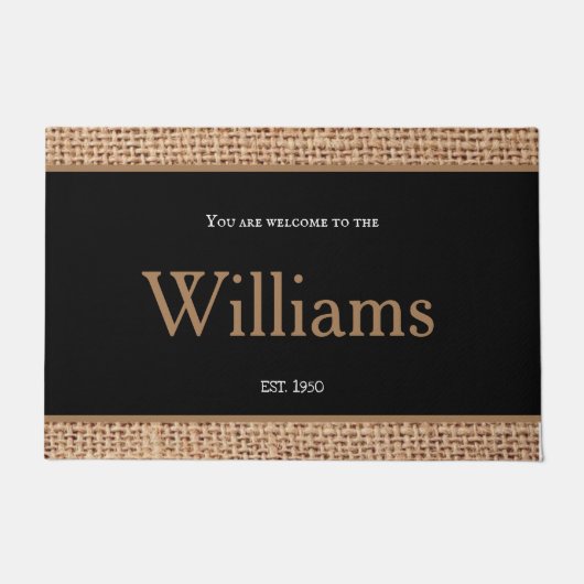 コジ素晴らしーデザインモダンモノグラム黒褐色 ドアマット (正面)