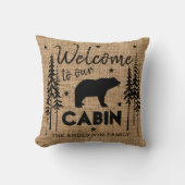 コジ素朴ーようこそ私たちのキャビンファミリー名 クッション (正面)
