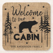 コジ素朴ーようこそ私たちのキャビンファミリー名 スクエアペーパーコースター (正面)
