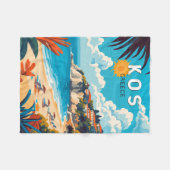 コスギリシャトラベルアートヴィンテージ フリースブランケット (正面(横))