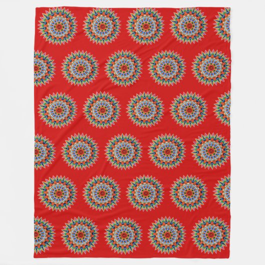 コスタカラフルリカ民俗学デザイン フリースブランケット (正面)