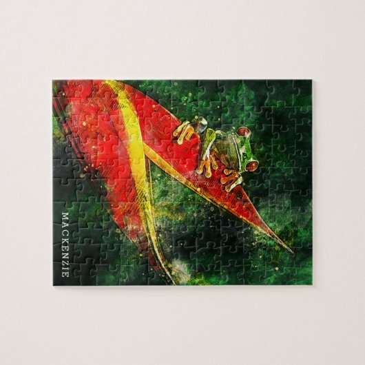 コスタパーソナライズされたリカツリーカエル抽象芸術 ジグソーパズル (横)