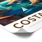 コスタブラバスペインカタロニアトラベルアートヴィンテージ ポスター (角)