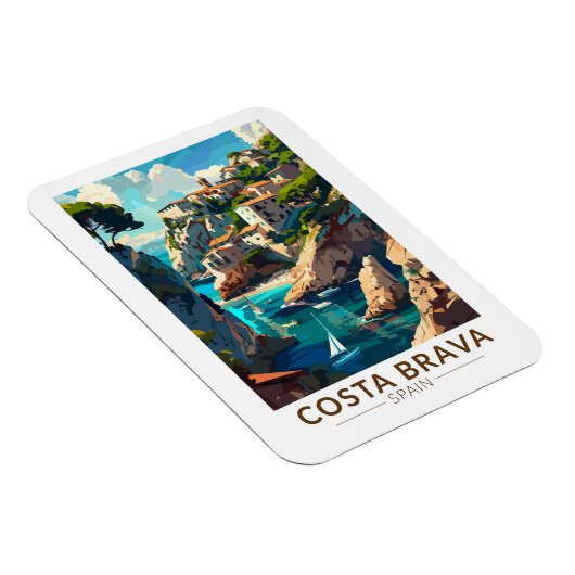 コスタブラバスペインカタロニアトラベルアートヴィンテージ マグネット (右側)