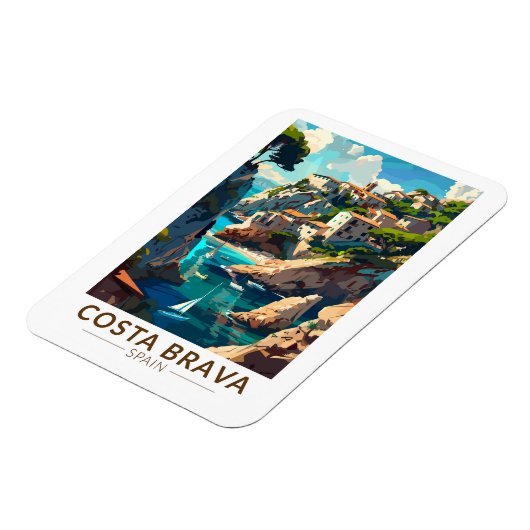 コスタブラバスペインカタロニアトラベルアートヴィンテージ マグネット (左側)