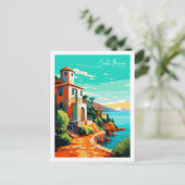 コスタブラバスペインヴィンテージ旅行イラストレーション ポストカード (スタンド正面)