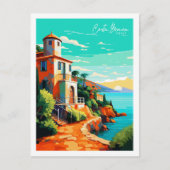 コスタブラバスペインヴィンテージ旅行イラストレーション ポストカード (正面)