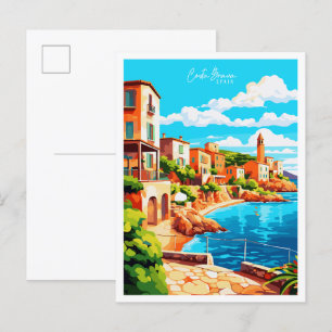 コスタブラバスペインヴィンテージ旅行イラストレーション ポストカード