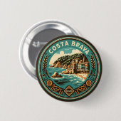 コスタブラバスペイン旅行アートバッジ 缶バッジ (正面&裏面)