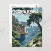 コスタブラバスペイン旅行アートヴィンテージ ポストカード (正面/裏面)