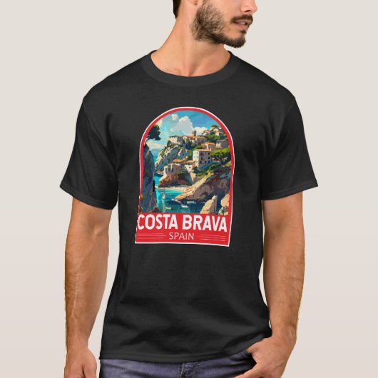 コスタブラバスペイン旅行アートヴィンテージ Tシャツ (正面)