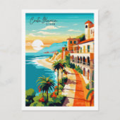 コスタブランカスペインヴィンテージ旅行イラストレーション ポストカード (正面)