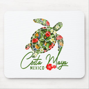 コスタマヤ メキシコ ウミガメ トロカル ハイビスカス 休暇 マウスパッド