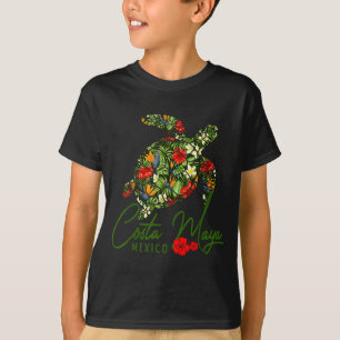 コスタマヤ メキシコ ウミガメ 熱帯ハイビスカス 休暇 Tシャツ