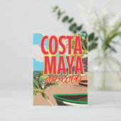 コスタマヤ メキシコ ビーチポスター ポストカード (スタンド正面)
