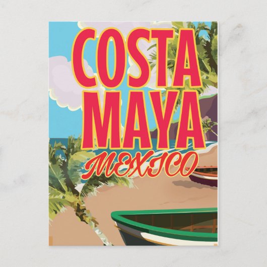 コスタマヤ メキシコ ビーチポスター ポストカード (正面)