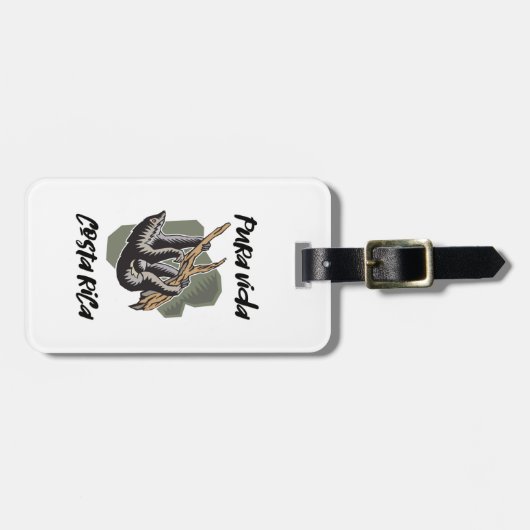 コスタリカのぶら下がったな怠惰のPura Vida旅行 ラゲッジタグ (正面横)