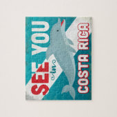 コスタリカのイルカ-レトロのヴィンテージ旅行 ジグソーパズル (縦)