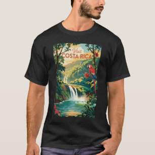 コスタリカのオウムのイラスト 旅行アート ビンテージスタイル Tシャツ
