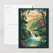 コスタリカのオウムのイラスト 旅行アート ヴィンテージ ポストカード (正面/裏面)