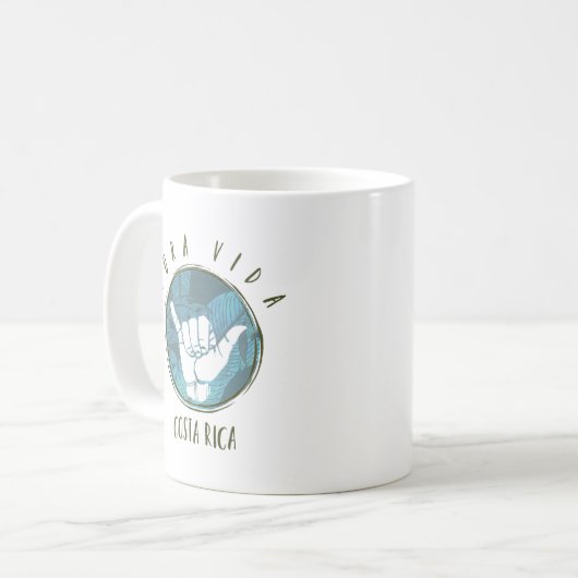 コスタリカのサーファーのShaka Pura Vidaのコーヒー コーヒーマグカップ (正面左)