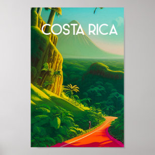 コスタリカのヴィンテージ旅行ポスター熱帯火山 ポスター