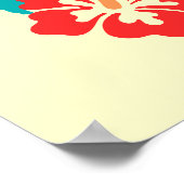 コスタリカの地図アートとハイビスカスの花 ポスター (角)