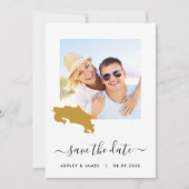 コスタリカの地図フォトウェディング日付カードを保存 セーブザデート (正面)