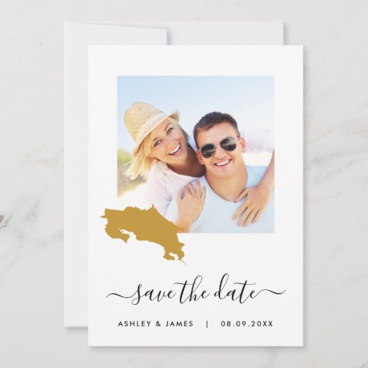 コスタリカの地図フォトウェディング日付カードを保存 セーブザデート (正面)