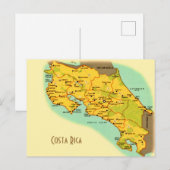 コスタリカの地図 ポストカード (正面/裏面)